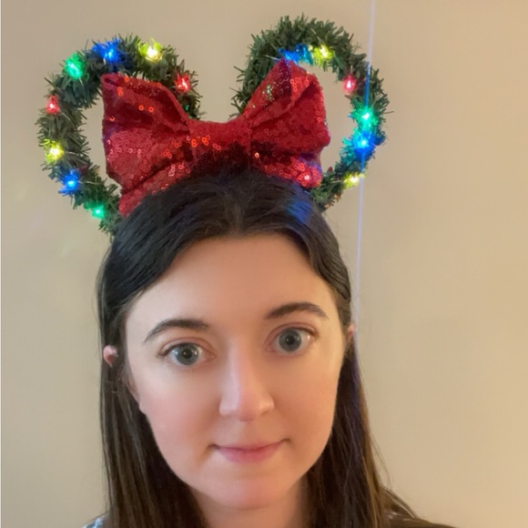 Disney Mickey Holiday Christmas Ears Headband Minnie Mouse Light Up ears - Picture 1 of 6